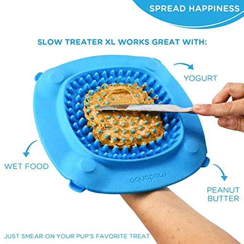 Aquapaw Premium XL Licking Mat with Suction Cups | Dog Must Haves - Non-Slip Slow Feeding Mat for Food, Treats & Peanut Butter | Bathing Supplies - Anxiety Relief & Boredom Reducer | Lick Pad - Blue
