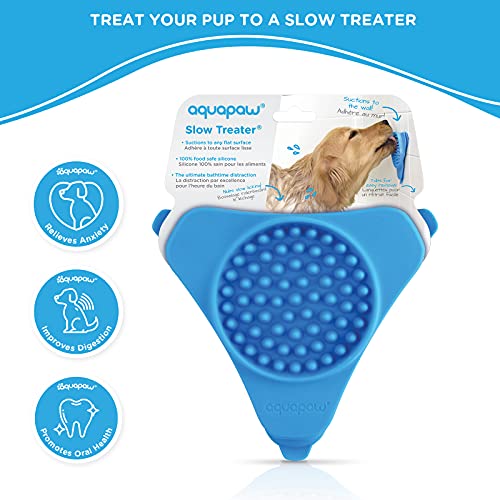 Aquapaw Premium Licking Mat for Dogs & Cats | Non-Slip Slow Feeding Mat for Food, Treats & Peanut Butter | Dog Anxiety Relief & Boredom Reducer with Suction Cups | Perfect for Bathing, Grooming - Blue